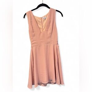 Tobi Blush Pink Deep V Skater Dress Size Medium Sleeveless Fit & Flare NWT